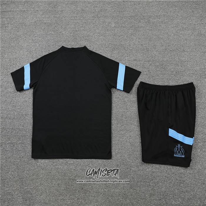 Chandal del Olympique Marsella 2022-2023 Manga Corta Negro - Pantalon Corto